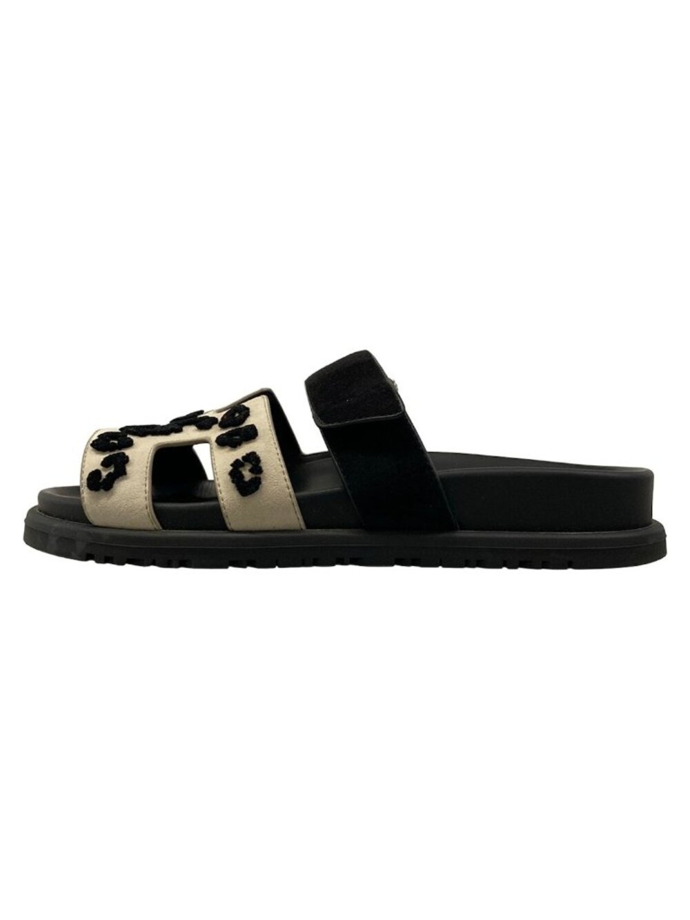 Hermes Sandals Chypre Light Gray Leopard 34.5